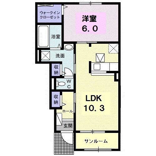 エレガントシーズン(1LDK/1階)の間取り写真