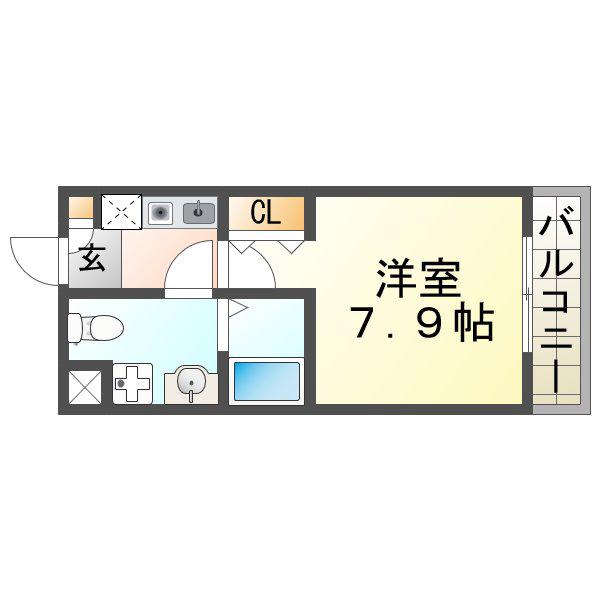 セルジュYS東園田(1K/4階)の間取り写真