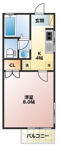 チロルハウス(1K/2階)の間取り写真