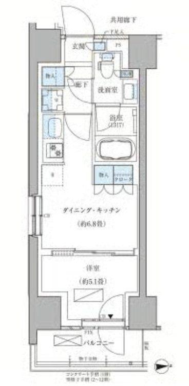 パークアクシス品川天王洲アイル(1DK/8階)の間取り写真