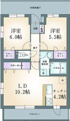 フランセリオ(2LDK/1階)の間取り写真