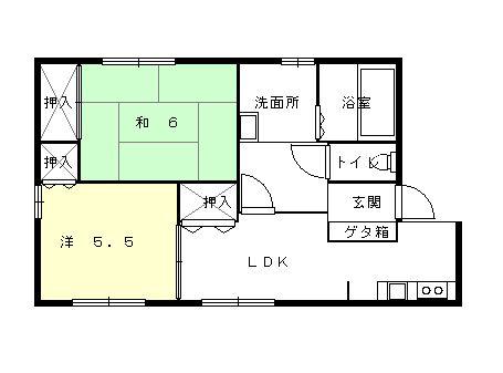 ディアス田寺(2DK/2階)の間取り写真