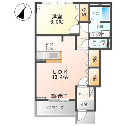オアシス 1LDK(1LDK/1階)の間取り写真
