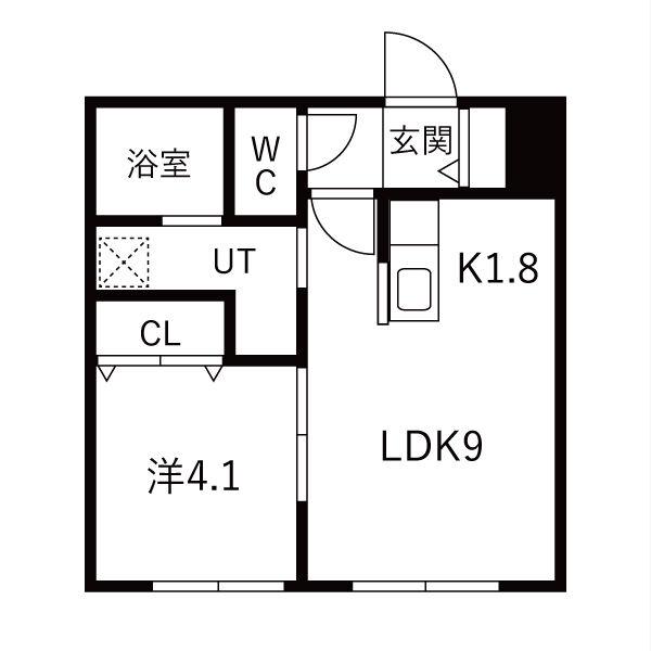 華月SAPPORO(1LDK/3階)の間取り写真