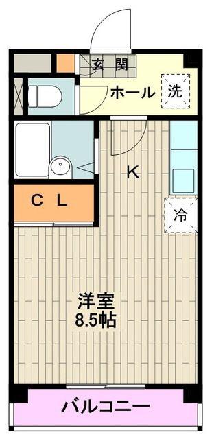 ヒルサイドテラス(ワンルーム/1階)の間取り写真