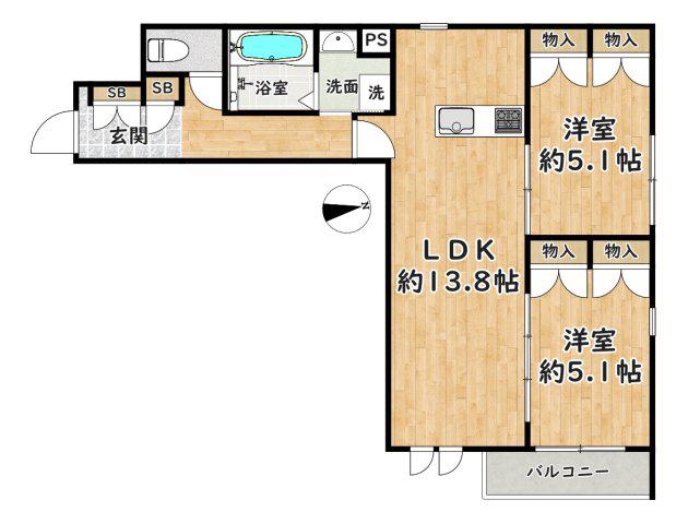 ヘーベルメゾン・ロフティ(2LDK/3階)の間取り写真