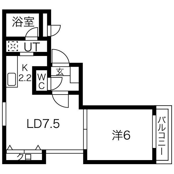 ノヴァ円山公園(1LDK/5階)の間取り写真