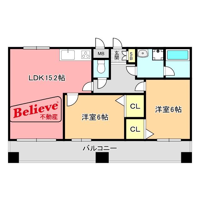 E.POPULAR(2LDK/5階)の間取り写真