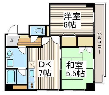ロイヤルクマイ(2DK/5階)の間取り写真