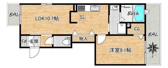 エンゲルベルク中浜(1LDK/1階)の間取り写真