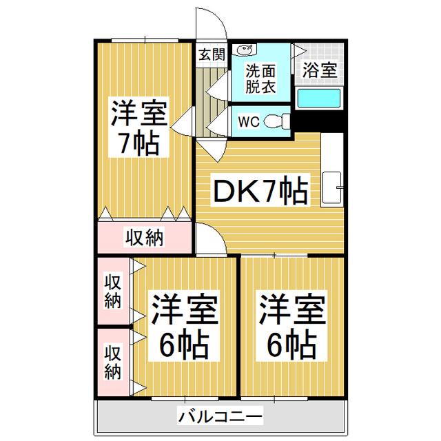 マンションぶなの樹(3DK/2階)の間取り写真