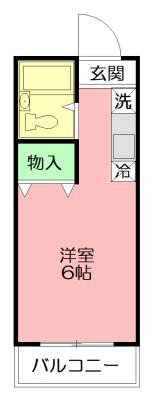 パレス西湘海岸A(ワンルーム/2階)の間取り写真