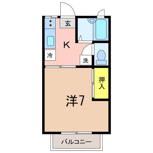 スカイパレス(1K/1階)の間取り写真