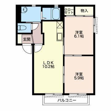 ペアハウス(2LDK/1階)の間取り写真