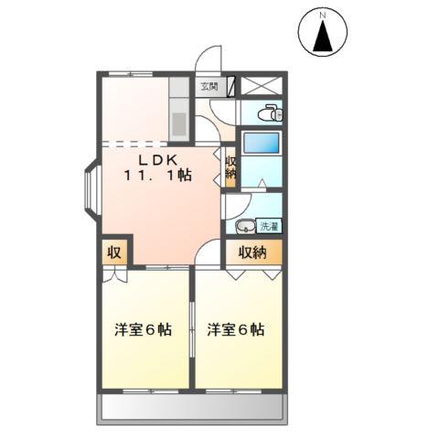 サンハイムMIHAMA(2LDK/1階)の間取り写真