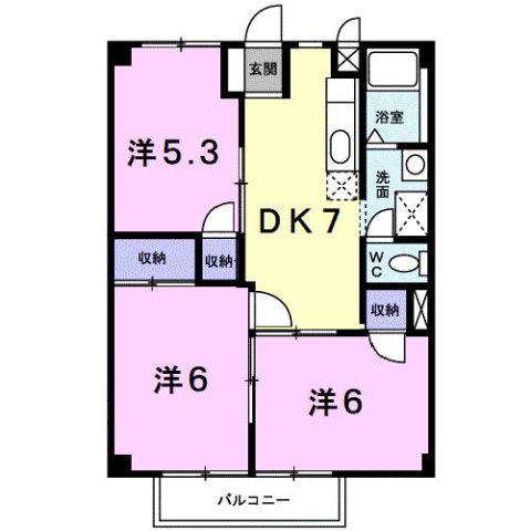 グリーンアビタシオン(3DK/2階)の間取り写真