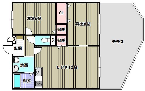 プレジオ喜多町(2LDK/1階)の間取り写真