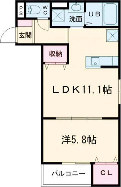 TEKO宮之阪(1LDK/3階)の間取り写真