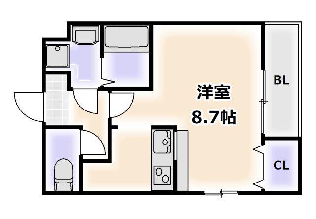 フジパレス駒川中野(ワンルーム/3階)の間取り写真