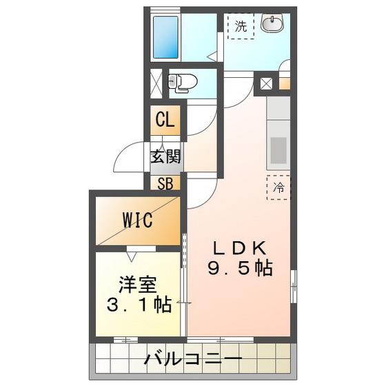 リビングタウンさくらだ(1LDK/2階)の間取り写真