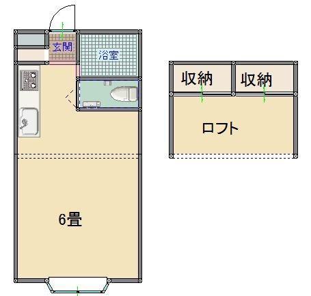 ジュネスクリエイトI(ワンルーム/2階)の間取り写真