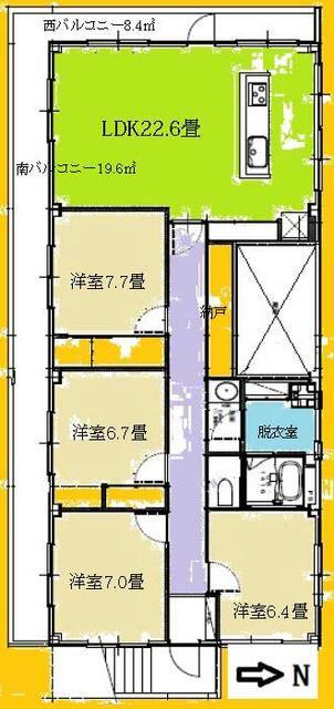 エレガンスビル(4LDK/2階)の間取り写真