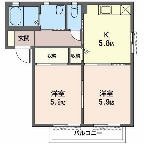 JR東海道本線 菊川駅(静岡) 徒歩30分 2階建 築27年(2K/2階)の間取り写真