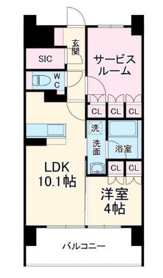 リフレ天満橋(1SLDK/14階)の間取り写真