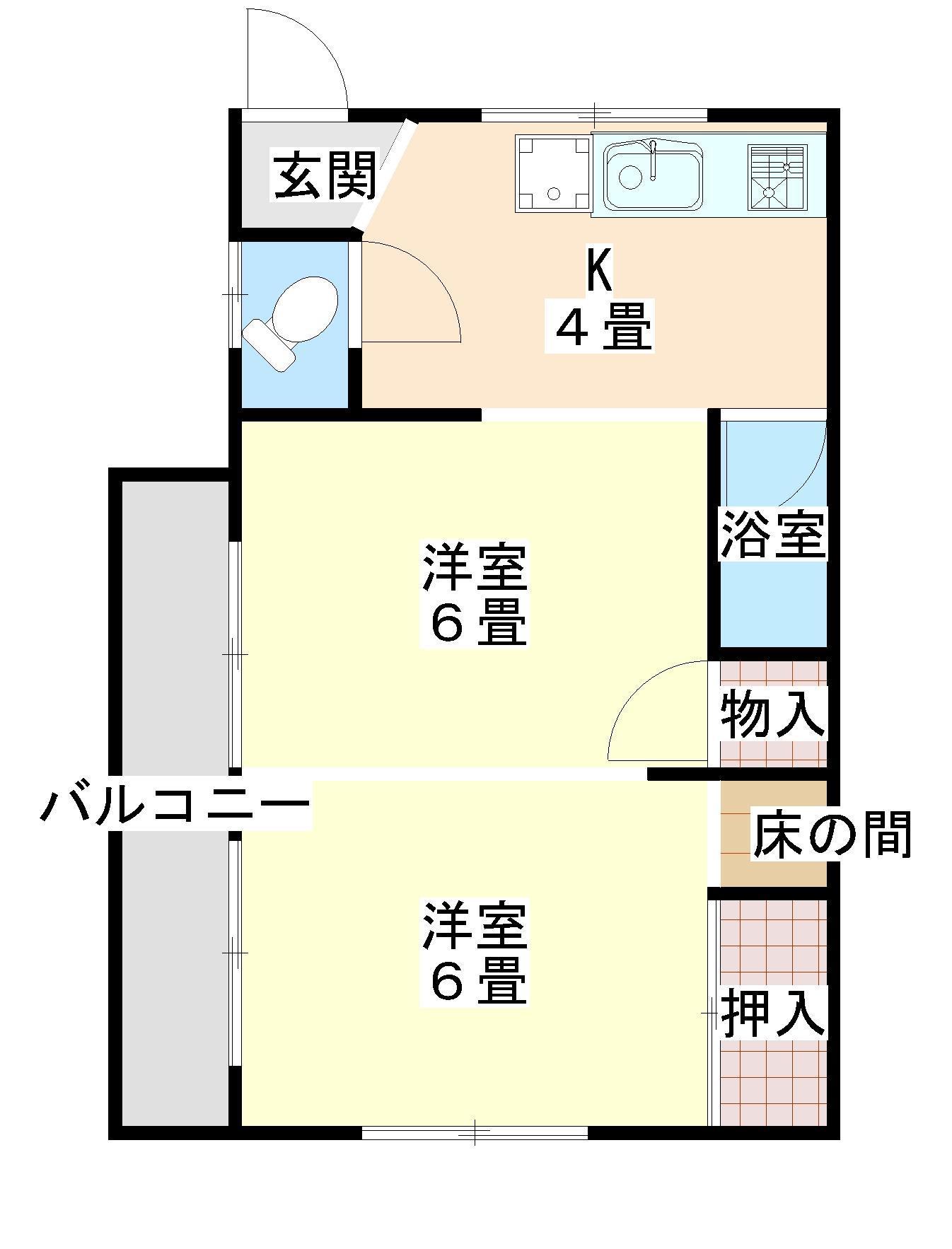 エバーブルー(2K/2階)の間取り写真