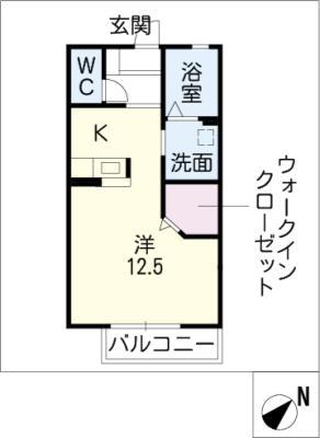 ディアス(ワンルーム/2階)の間取り写真