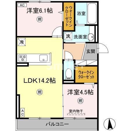カトル セゾン(2LDK/1階)の間取り写真