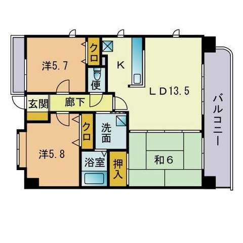 オクトス南山荘通(3LDK/4階)の間取り写真