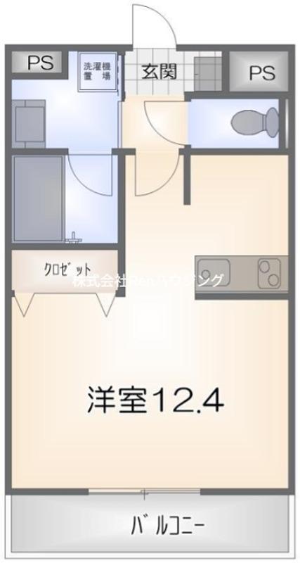プルミエ(1K/1階)の間取り写真