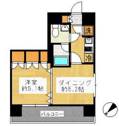 ラグジュアリーアパートメント横浜黄金町(1DK/6階)の間取り写真