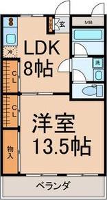 ヨイマンション(1LDK/2階)の間取り写真