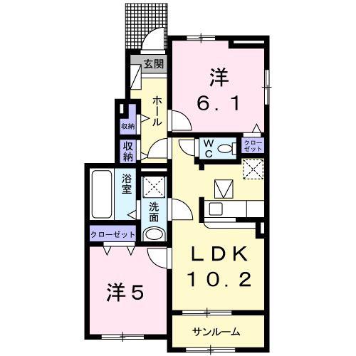 レジデンス小山 I(2LDK/1階)の間取り写真