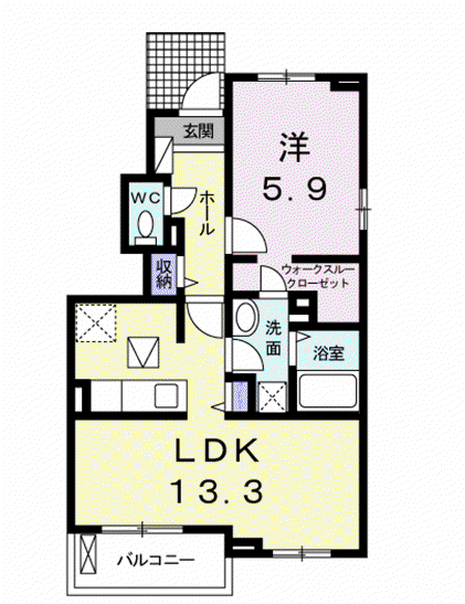 クレール(1LDK/1階)の間取り写真