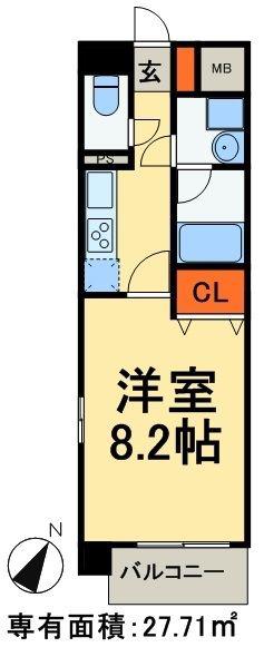 グランマノワール(1K/1階)の間取り写真