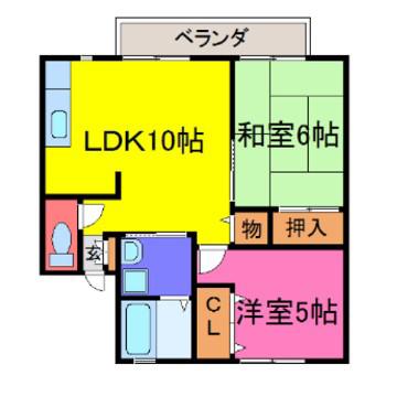 サンハイム山崎(2LDK/2階)の間取り写真