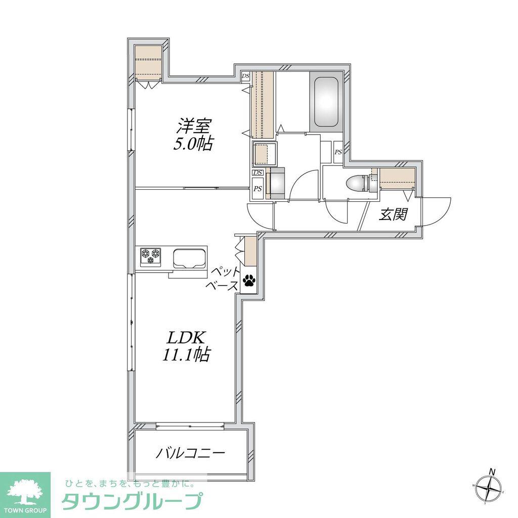 入谷西3丁目メゾン(1LDK/2階)の間取り写真