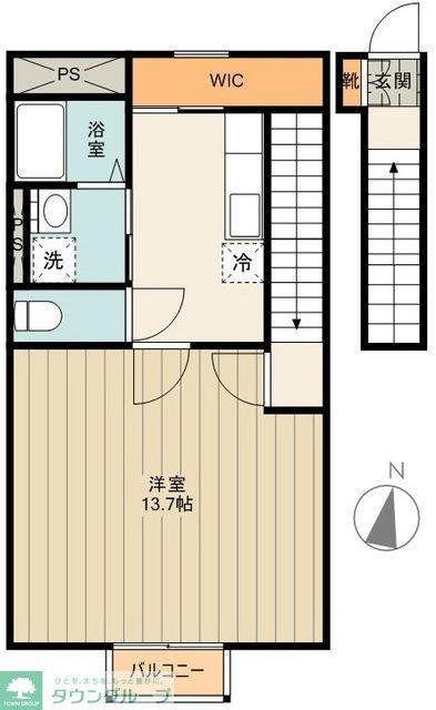 アドシール幸(1K/2階)の間取り写真