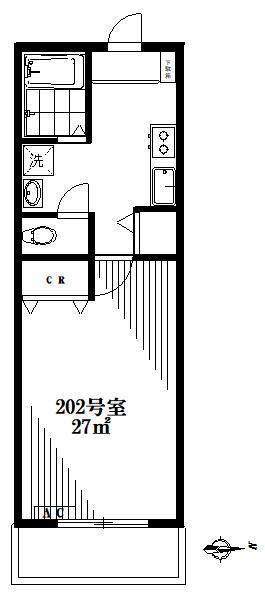 SPRING CREEK(1K/2階)の間取り写真