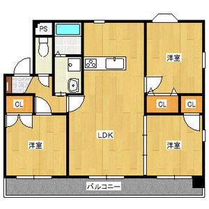 サンライズ極楽(3LDK/3階)の間取り写真