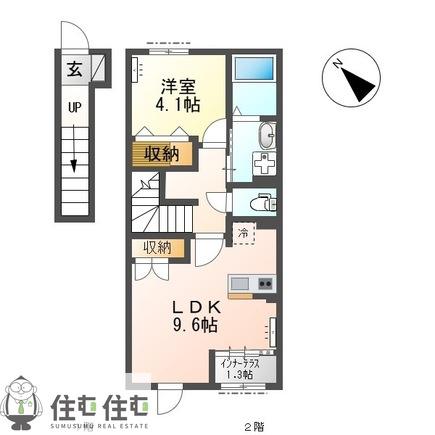 西岡町弁財アパート(1LDK/2階)の間取り写真