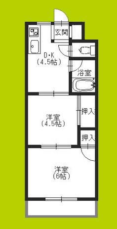 グリーンハイツ加美(2DK/5階)の間取り写真