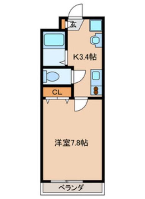 K.Y南八幡(1K/2階)の間取り写真