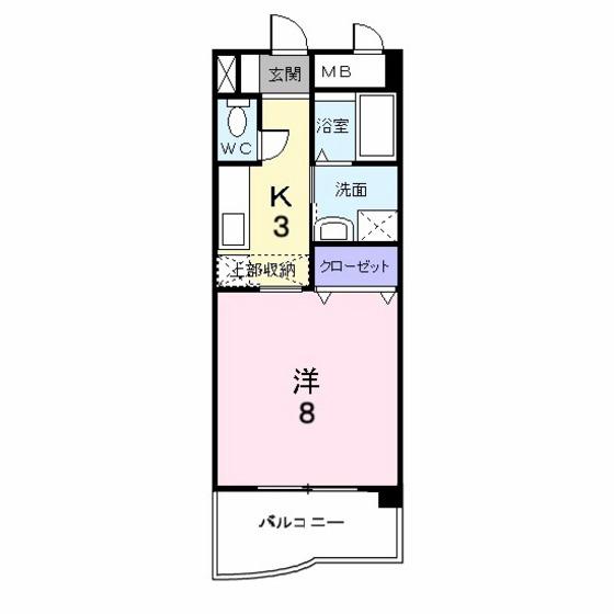 サニーヒルズK(1K/3階)の間取り写真