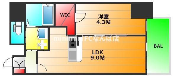 ワールドアイ京町堀(1LDK/2階)の間取り写真
