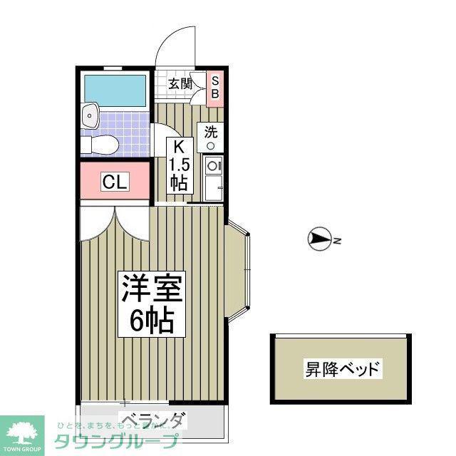 中川ヒルハイツ(1K/2階)の間取り写真