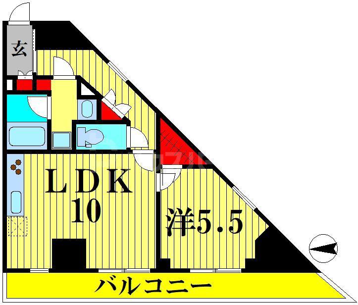 グラシアプレイス曳舟(1LDK/6階)の間取り写真